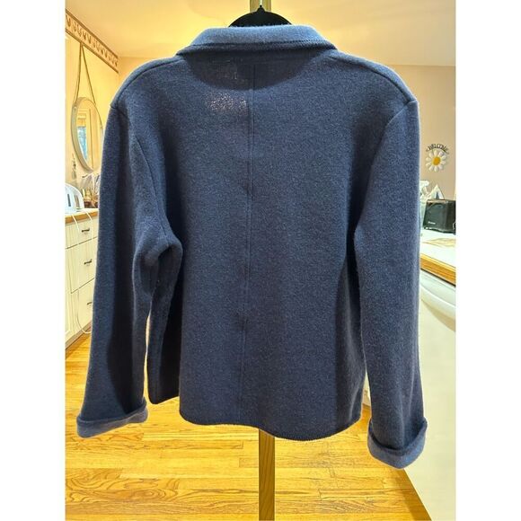 Alfred Dunner Women’s Jacket 100% Wool 2 Tone Blue Collared Button Front Blazer - Picture 7 of 7